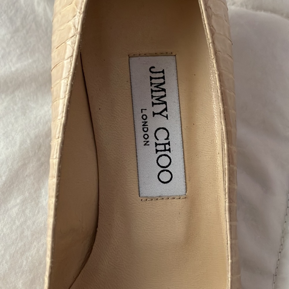 Jimmy Choo Nude Snakeskin Kitten Heels- fits 36.5 or small 37, runs small! - Picture 5 of 6